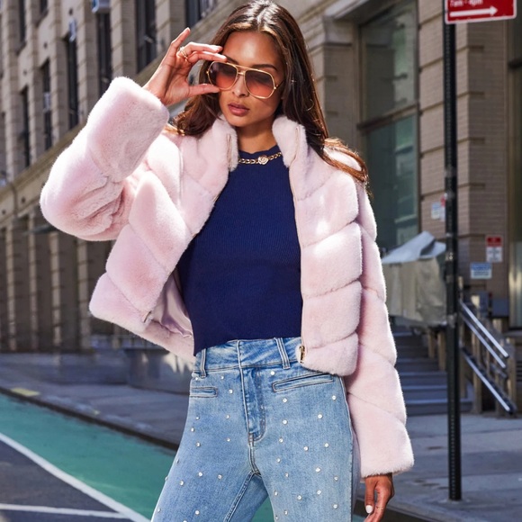 NEW Generation Love Brianna Faux Fur Jacket Ballet Slipper Pink Size Medium - Picture 5 of 11